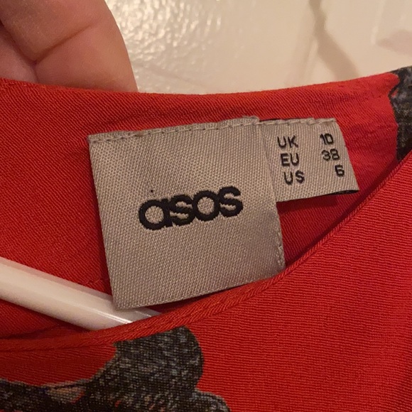 ASOS Red Bird Print Wrap Dress - Picture 3 of 10